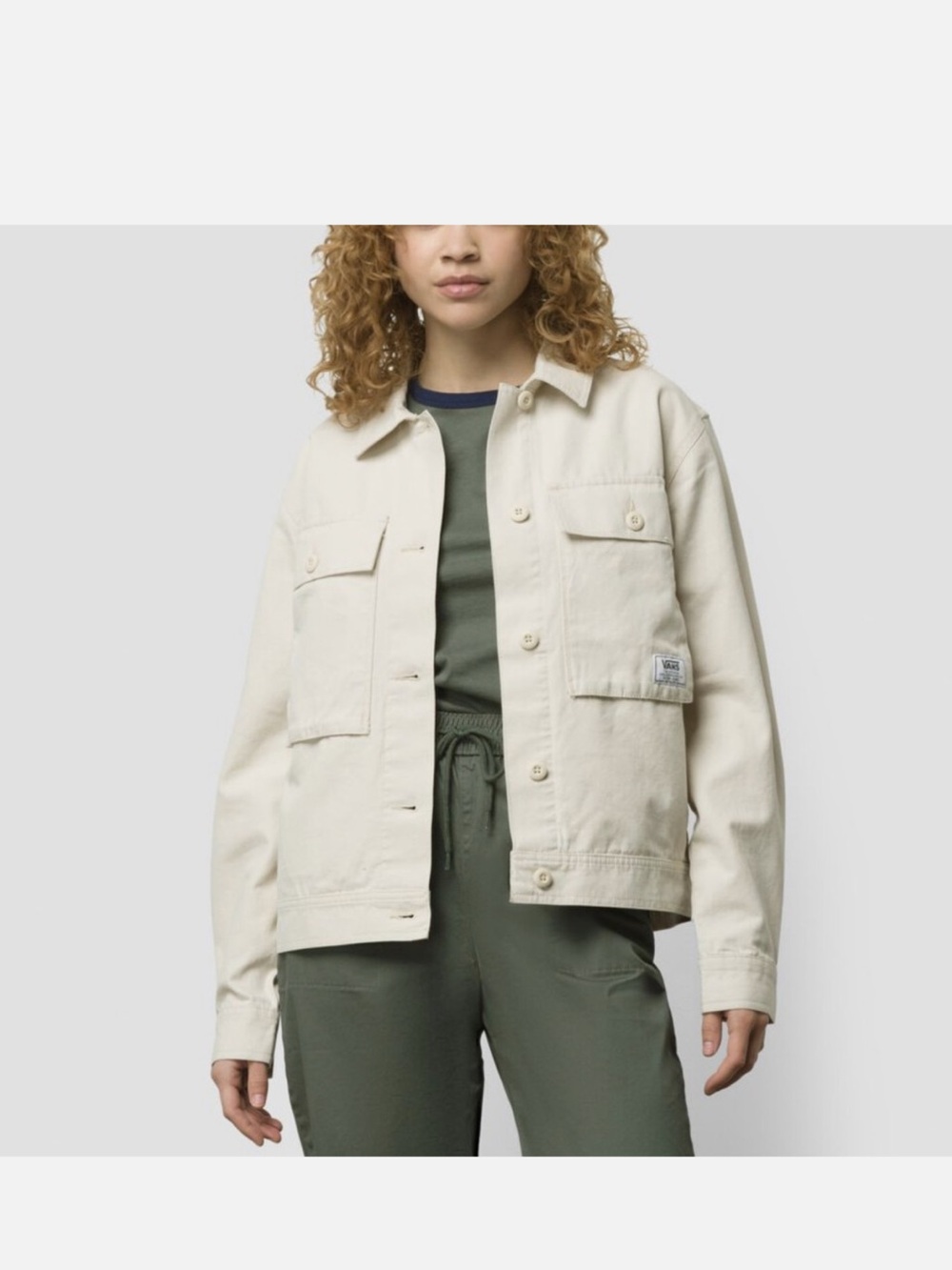 Vans Cream Button-Front Denim Jacket